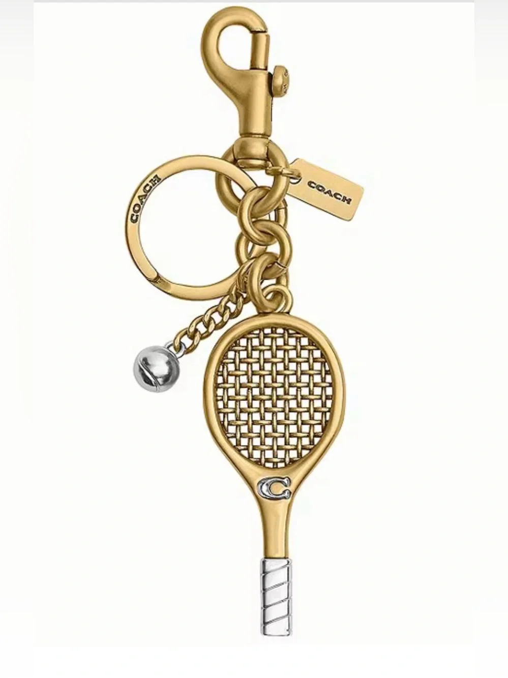 BRAND NEW Coach Gold Tennis Racket Keychain Charm